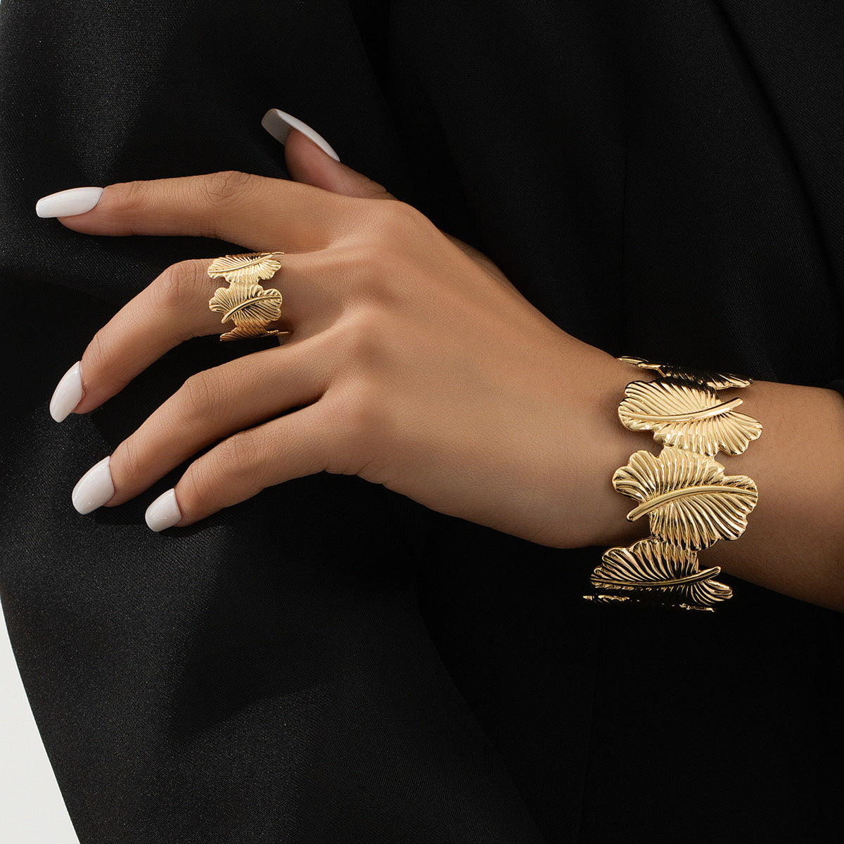 Stylish Metal Leaf Jewelry Set for Women by Planderful