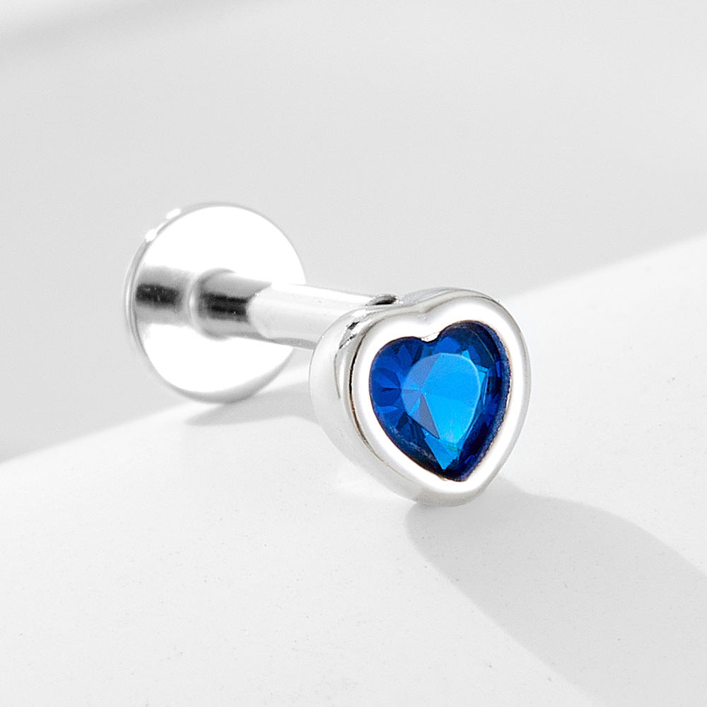 Planderful S925 Sterling Silver Love Blue Zircon Threader Earrings For Women Premium Heart Shape