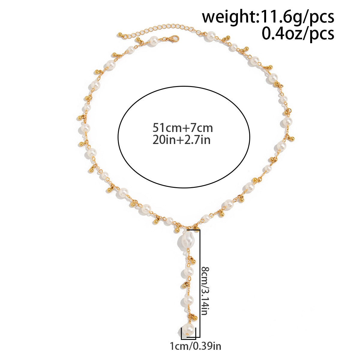 Lava Cross & Ocean Pearl Fringe Necklace