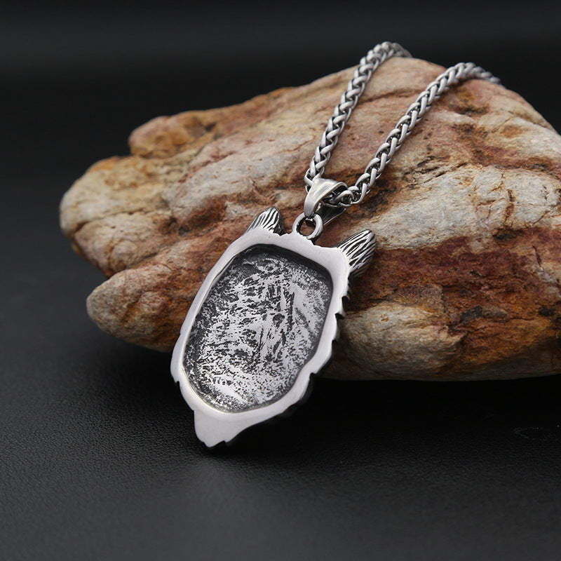 Cross-Border Supply Titanium Steel Wolf Head Pendant Necklace