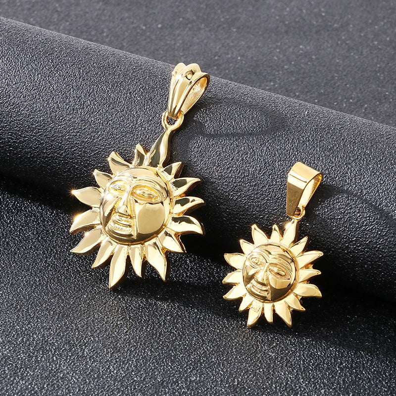 Planderful Sun God Pendant Stainless Steel Men Necklace