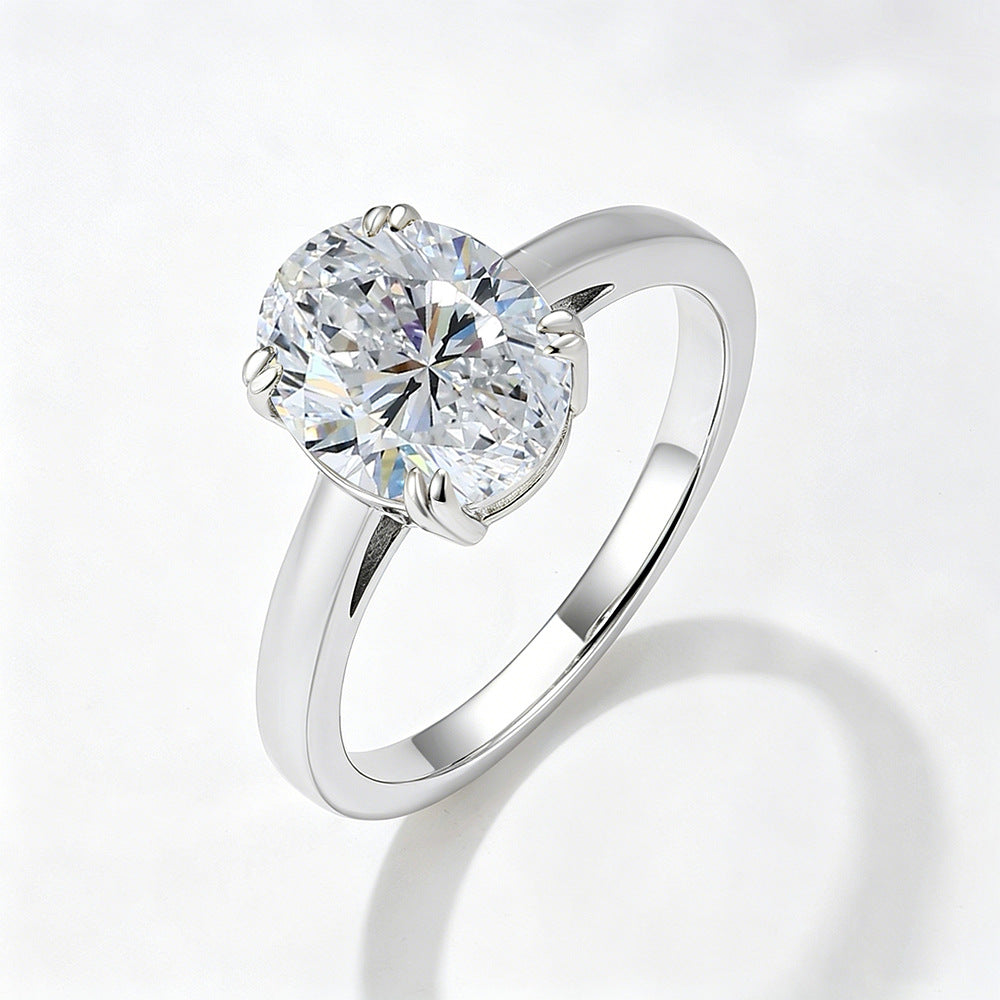 Super Flash 5a Oval Zircon Ring S925 Sterling Silver Design Wedding Ring Jewelry