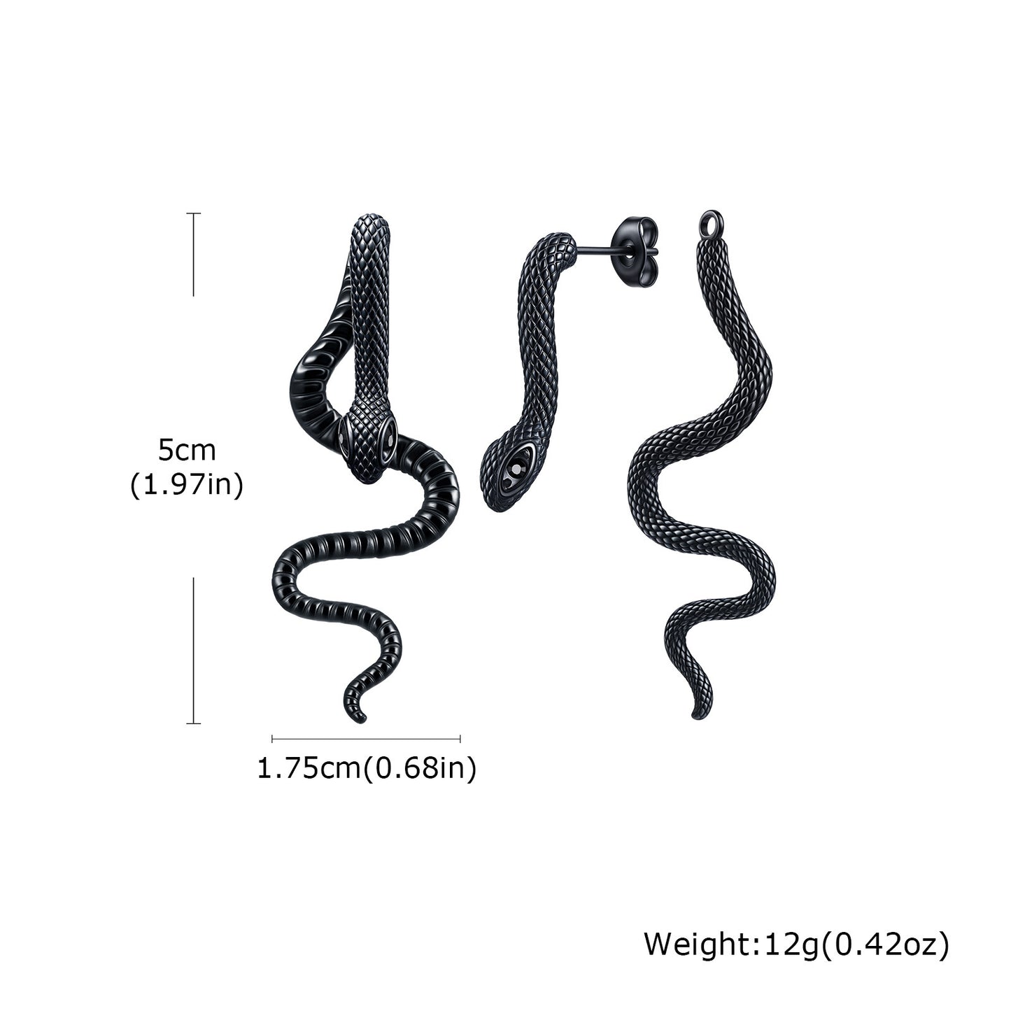 Planderful Ladies Snake Earrings Stainless Colorful Zircon