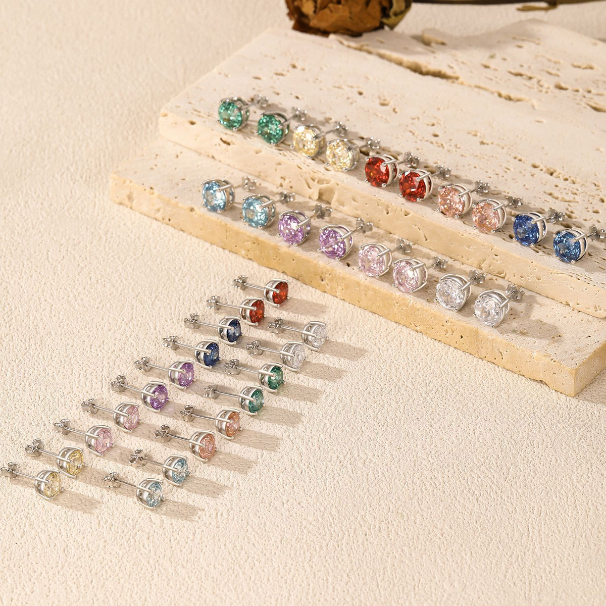 925 Sterling Silver Multicolor Rose-Cut Zircon Cartilage Stud