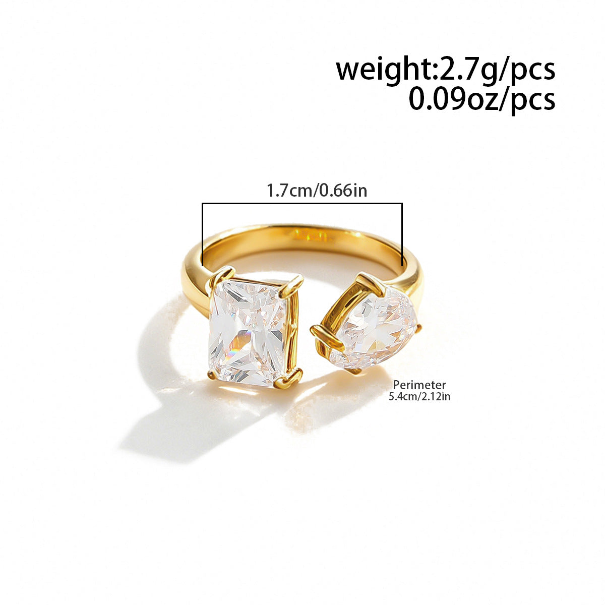 Planderful Pentagram Zircon Ring For Women Open Stainless Steel Statement Jewelry