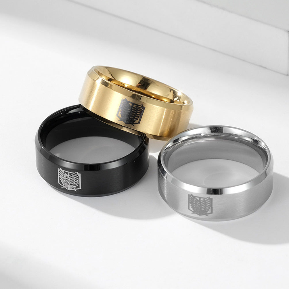 Attack On Titan Wings Ring 8mm Titanium Steel Cosplay Jewelry By Planderful For Anime Fans Size 7-13