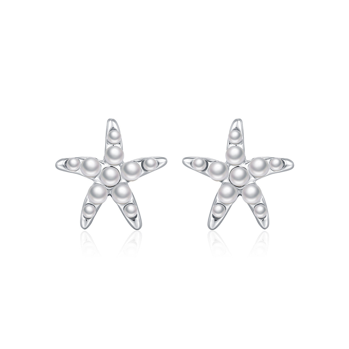 925 Sterling Silver Starfish Pearl Stud Earrings