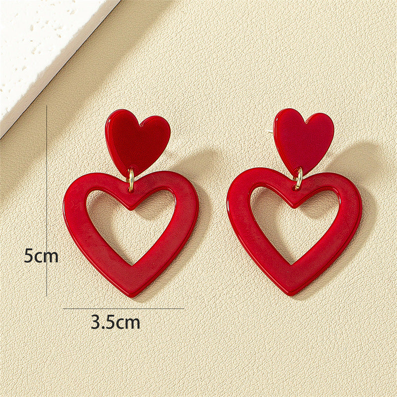 Romantic Red Acrylic Love Earrings - Vienna Verve Collection