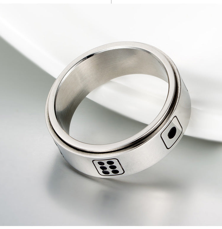 Planderful Personalized Decompression Ring Rotating Dice Stainless Steel For Fashion Lovers Unisex Sizes 7 To 12