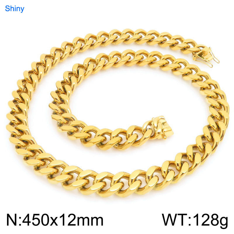 Planderful Titanium Dragon Beard Cuban Chain Necklace Men