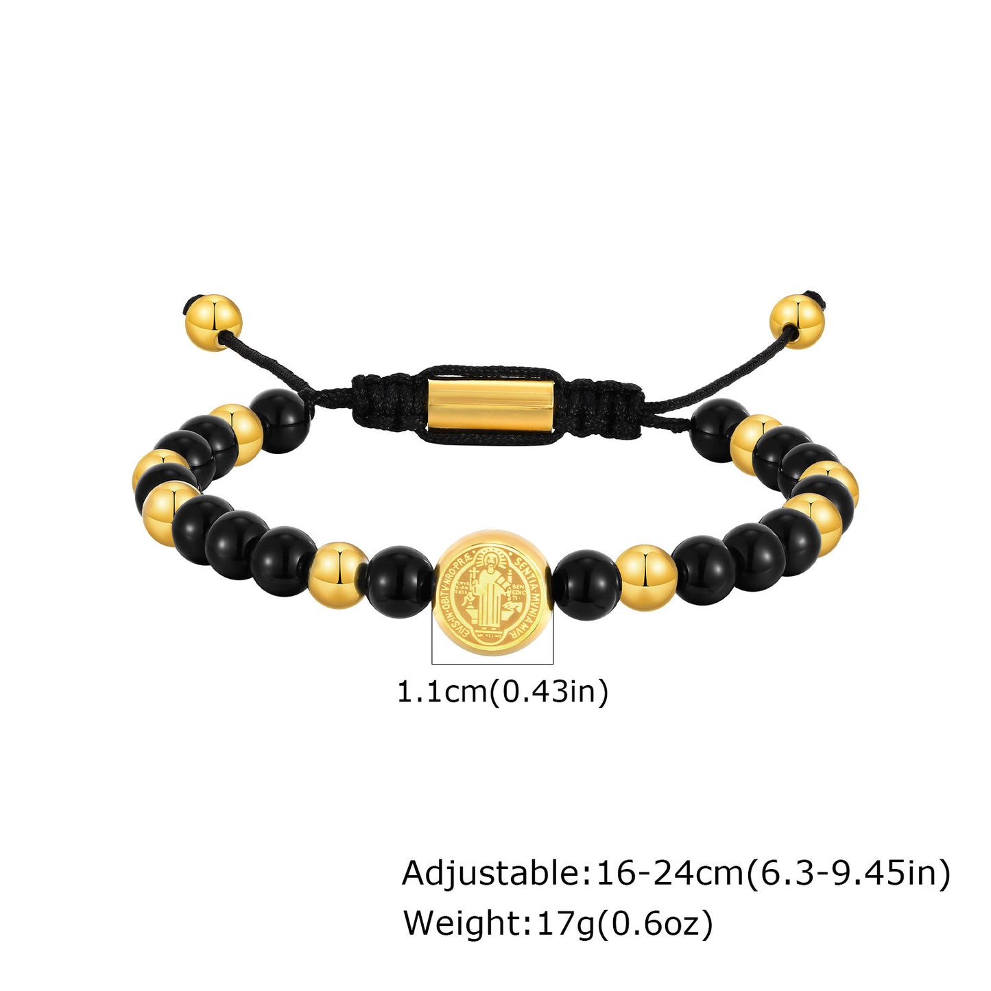 Planderful Saint Benedict Bracelet Natural Stone Beaded Men