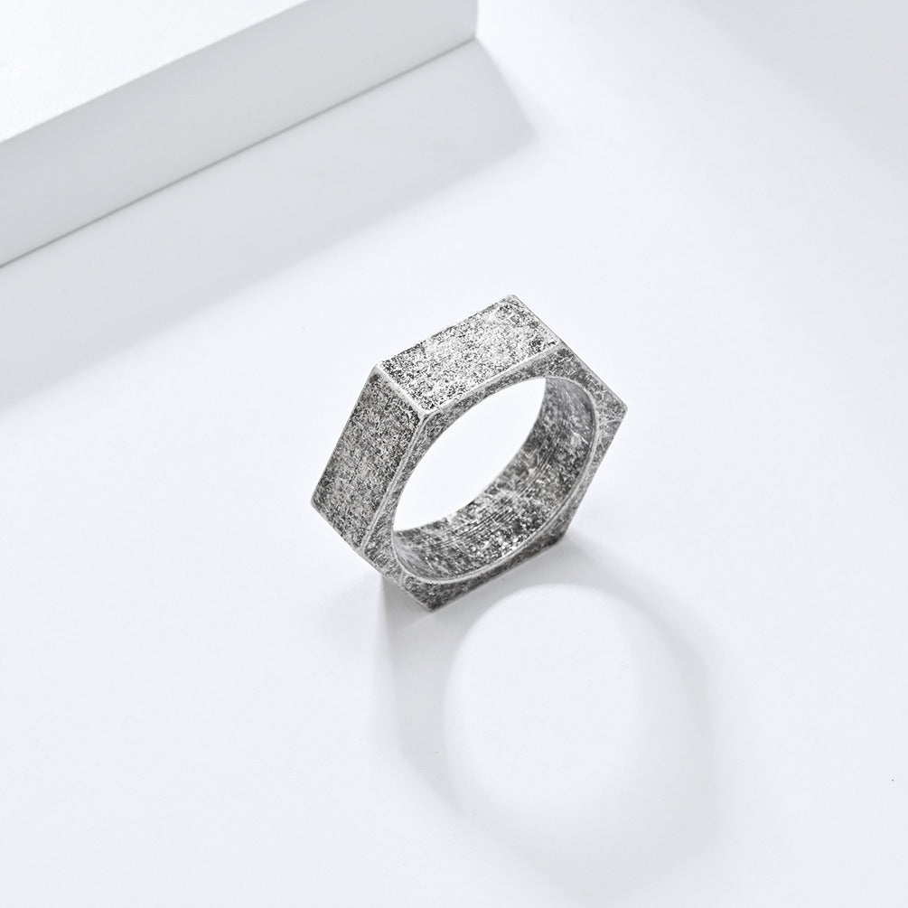 Steel Ring - Minimalist Geometric Hexagonal Design For Everyday Wear, Unisex Style By Planderful