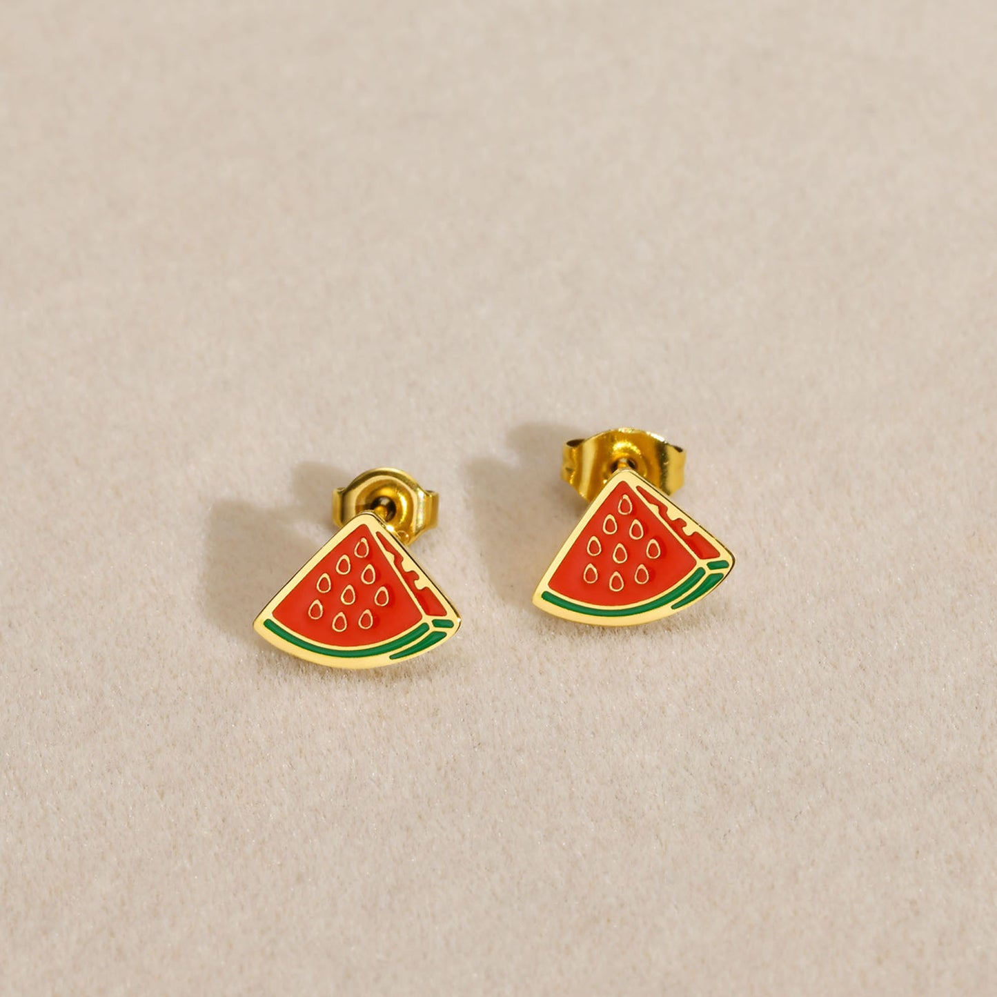 Stainless Steel Fashionable Fresh Epoxy Watermelon Clover Earrings