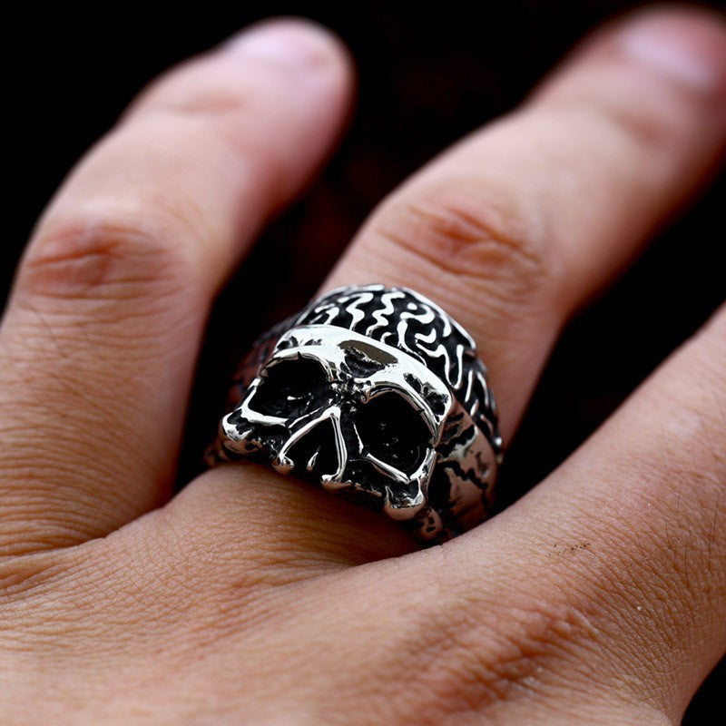 Punk Style Skull Titanium Steel Men's Ring - Wholesale Cross-Border Stainless Steel Collection