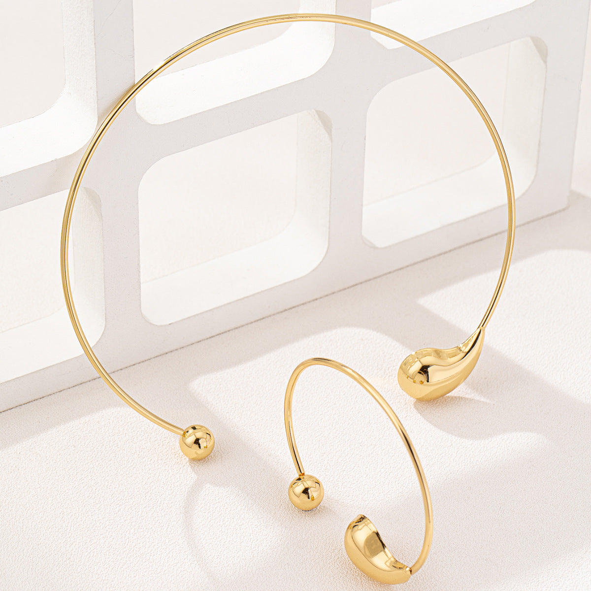 Planderful Water Drop Minimalist Collar Bracelet Set Women