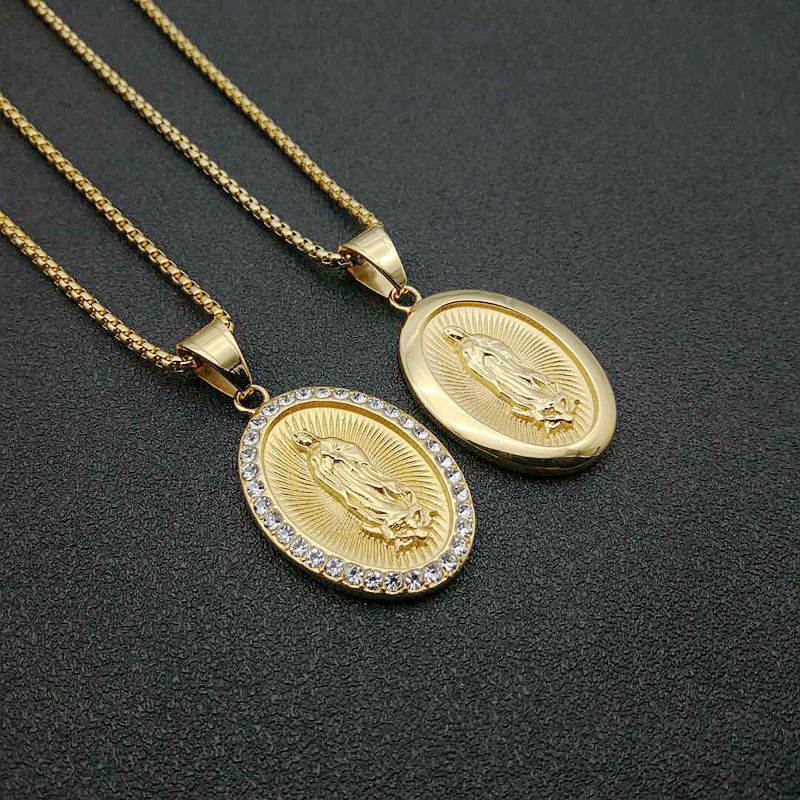 Planderful Everyday Genie Hip Hop Titanium Steel Necklace With Gold Plated Zircon Pendant For Men And Women