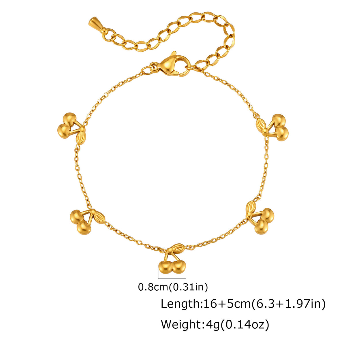 And Women Cherry Sweet Stainless Steel Bracelet