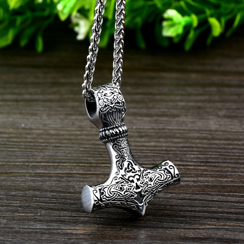 Nordic Vintage Thor's Hammer Pendant in Stainless Steel for Men - Wholesale Viking Jewelry
