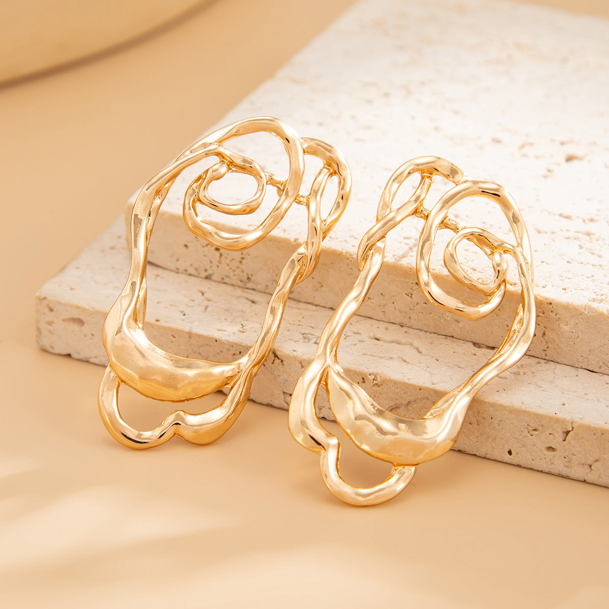 Planderful Vienna Verve C Shaped Geometric Earrings Exaggerated Irregular Statement Ear Jewelry for Women