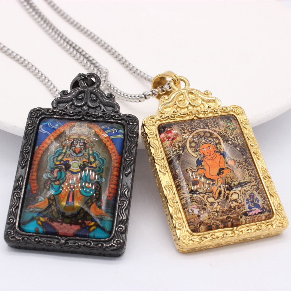 Zodiac Guardian Buddha Pendant For Men And Women By Planderful Titanium Steel Thangka Necklace With Premium Protection