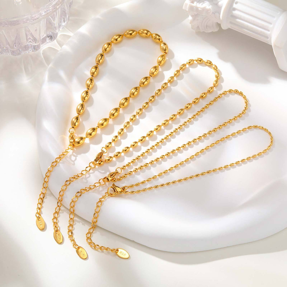 Stainless Steel Rugby Bead Anklets Ladies – Summer Beach Vacation Feet Bracelet