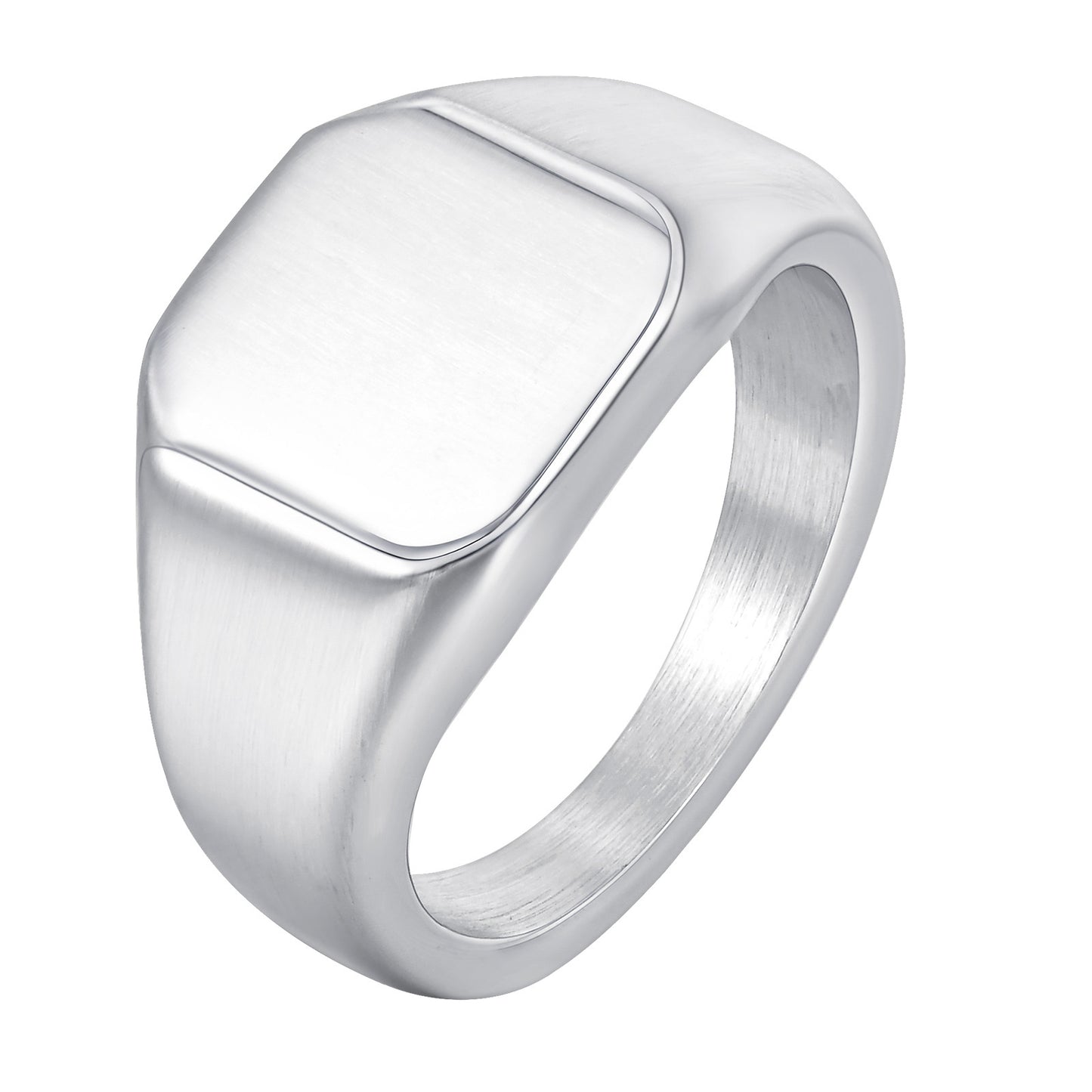 Men Titanium Steel Sanded Square Seal Ring Fashion Jewelry