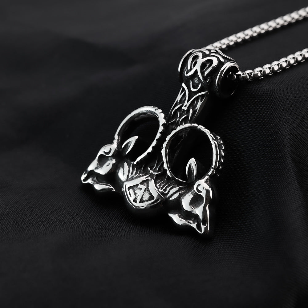 Planderful Viking Thor's Hammer Necklace for Men Personalized Stainless Steel Nordic Rune Pendant