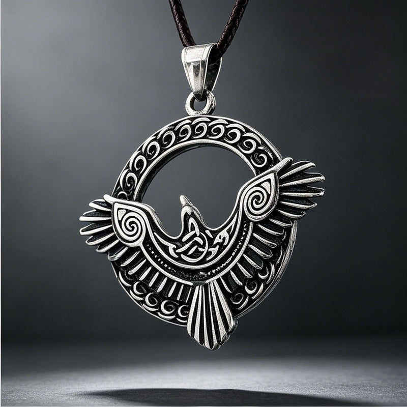 Punk Style Bird Of Prey Eagle Pendant Retro Smeared Eagle Wing Owl Necklace