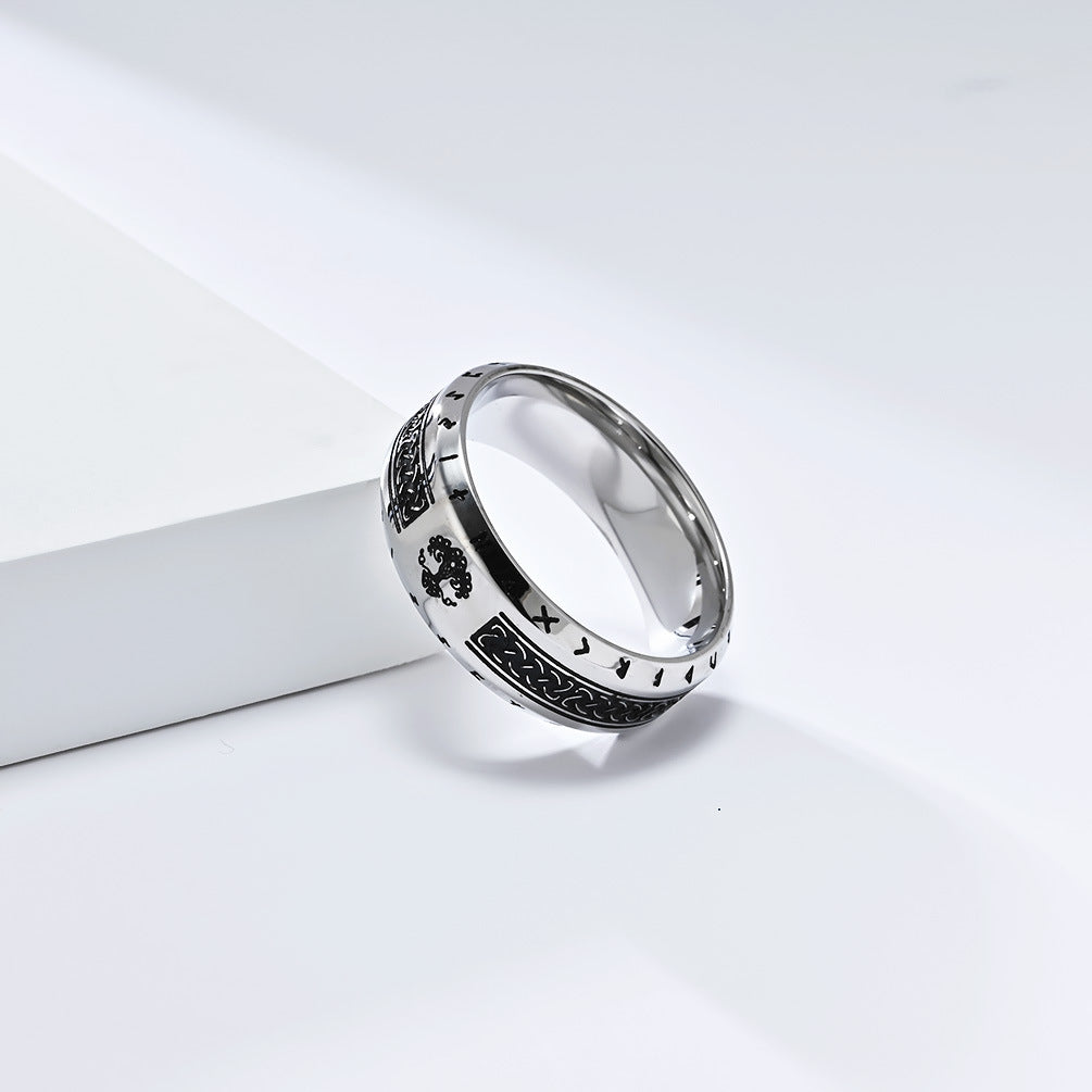 Planderful Nordic Celtic Tree Of Life Viking Ring Luhn Rune For Men Stainless Steel Jewelry