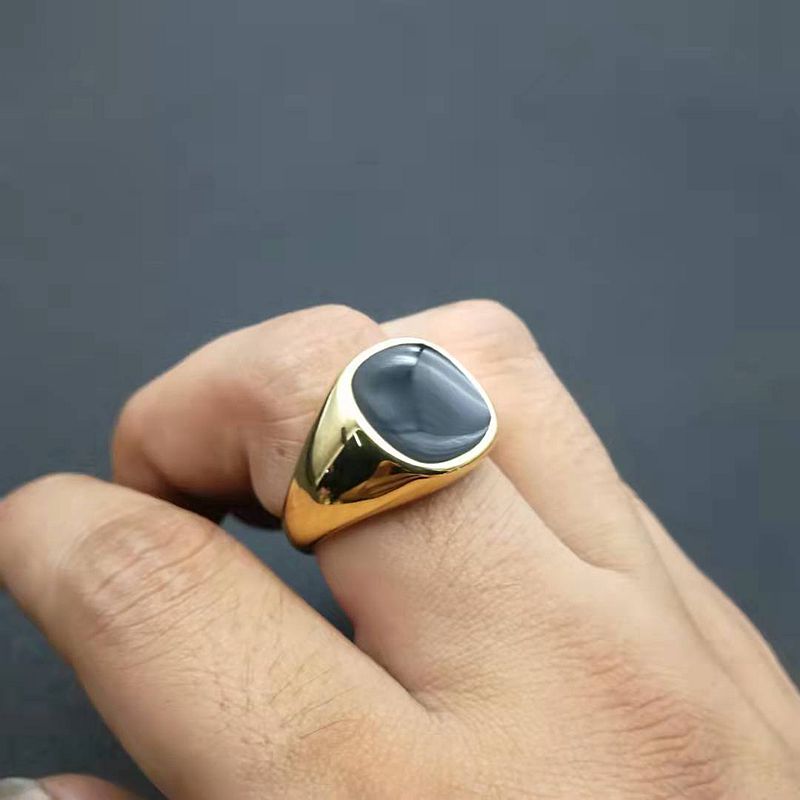 Stainless Steel Gold Plated Epoxy Glossy Ring Unisex By Planderful Everyday Genie For Men And Women