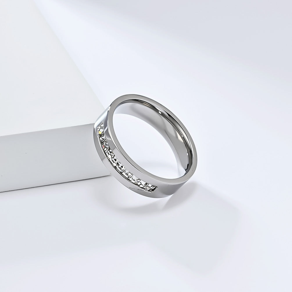 Square Zircon Stainless Steel 18k Gold Ring Women's