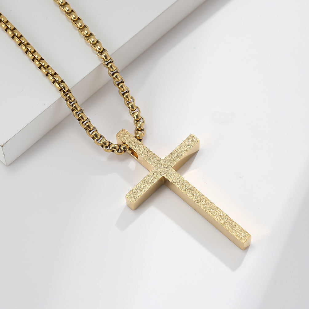 Planderful Cross Necklace Pendant Matte Titanium Steel For Everyday Wear Gift For Him