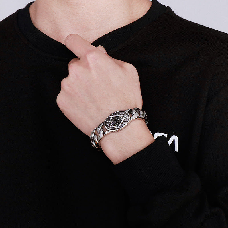 Clothing – Punk Wind Round Brand Freemasonry Titanium Steel Men's Bracelet