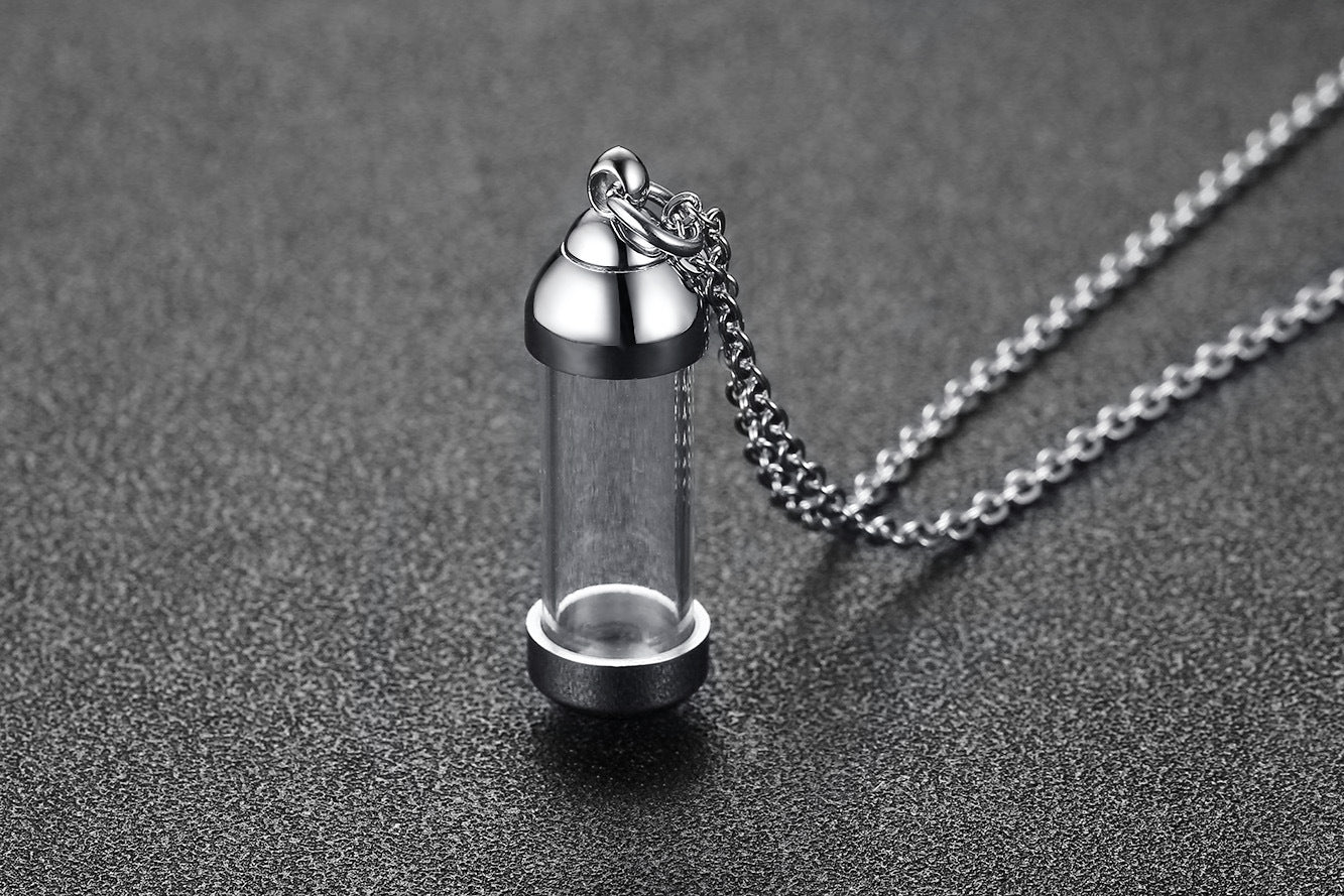 Stainless Steel Glass Pendant Perfume Bottle Jewelry Wholesale