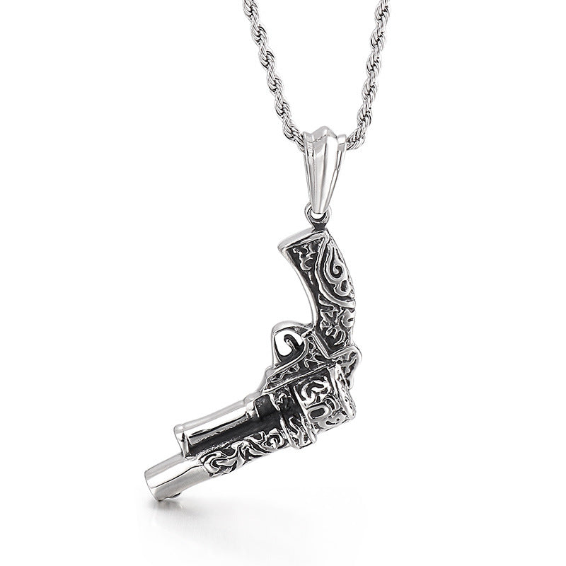 Punk-inspired Military Tank Pistol Pendant for Men
