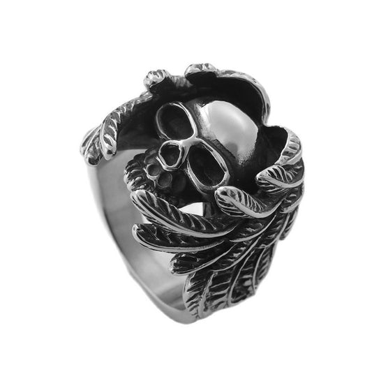European And American Jewelry Titanium Steel Wings Skull Ring