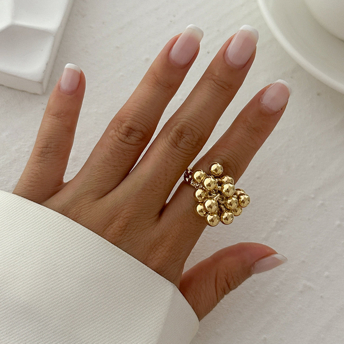 Planderful Vienna Verve Imitation Pearl Ring Open Wind Fold Metal Ring For Trendy Women And Gift Seekers