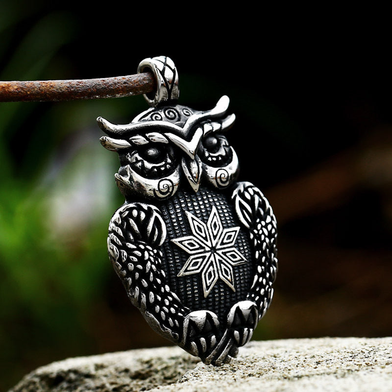Retro Titanium Steel Owl Pendant for Men - Hot-Selling Personalized Jewelry by Planderful