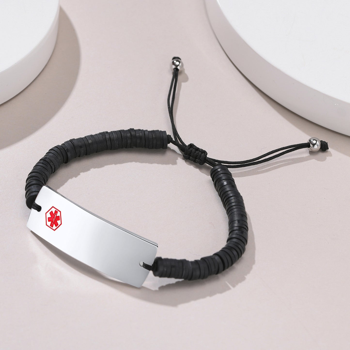 Adjustable Hand Rope Medical Logo Silicone Ring Bracelet for Men