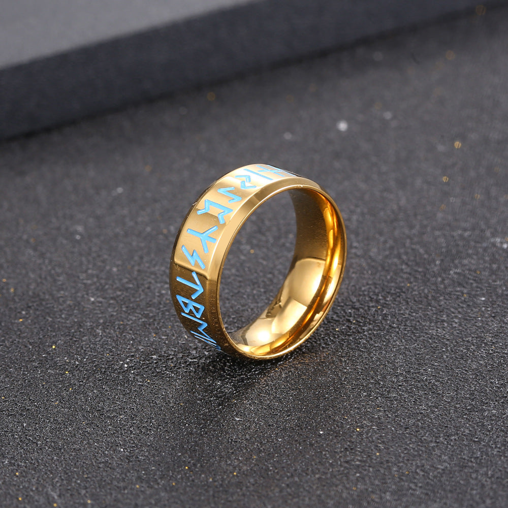 Two-Tone Titanium Steel Symbol Ring for Men - Simple and Stylish Personality Jewelry