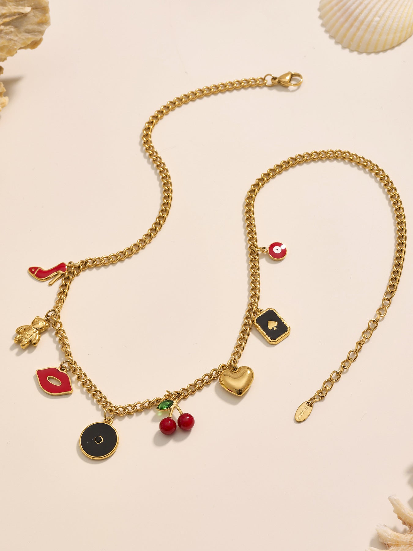 Planderful Everyday Collarbone Necklace 18K Gold Enamel