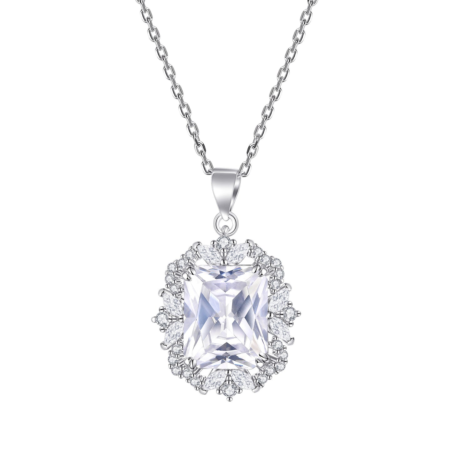 Planderful S925 Sterling Silver Necklace For Women 4ct Zircon Pendant Everyday Genie Light Luxury