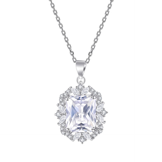 Planderful S925 Sterling Silver Necklace For Women 4ct Zircon Pendant Everyday Genie Light Luxury