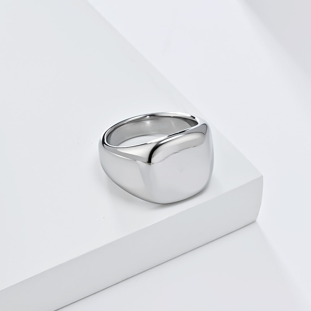 Cold Neutral Wind Mirror Curved Titanium Steel Ring for Men