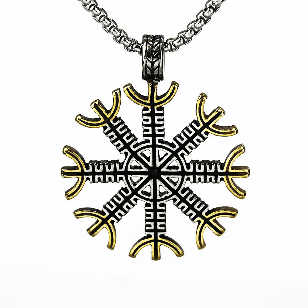 Nordic Vintage Men's Pendant Stainless Steel Viking Compass Necklace