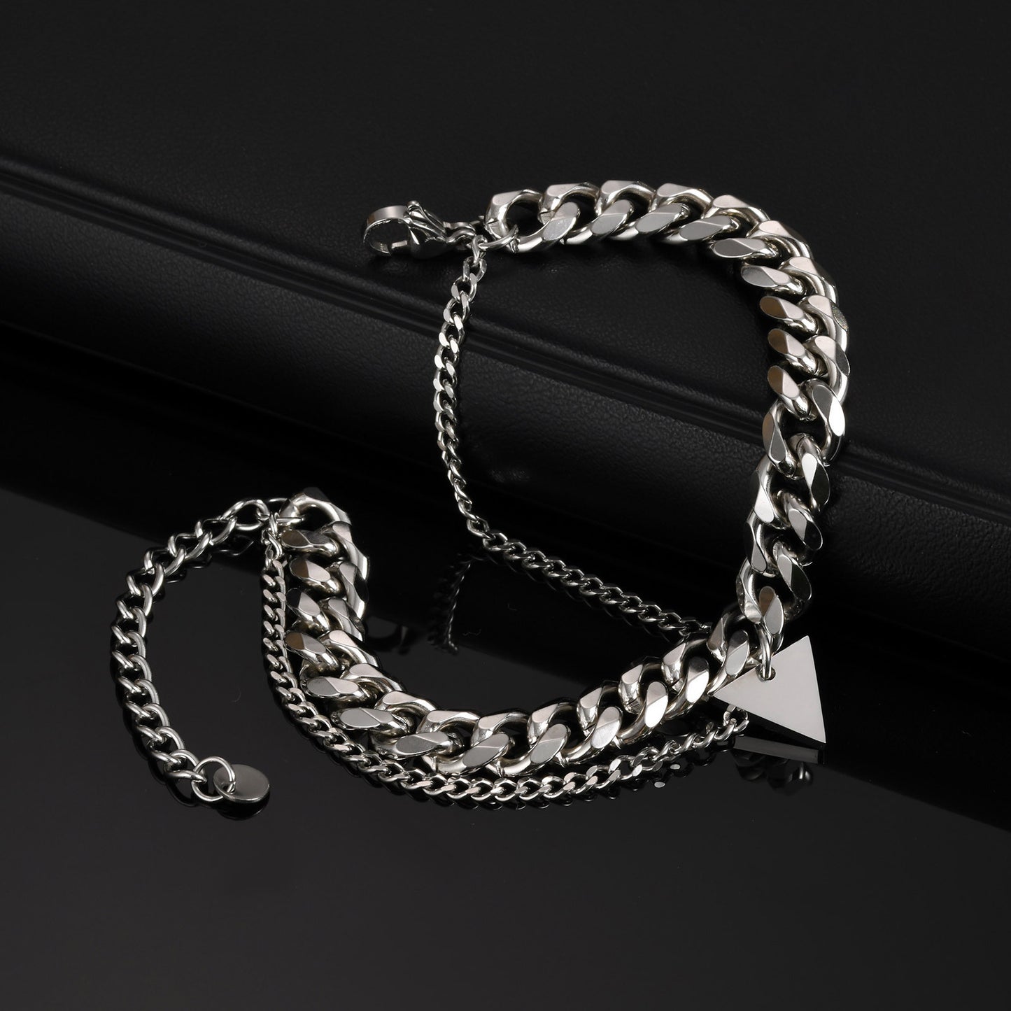 Planderful Double Layer Stainless Triangle Bracelet Men