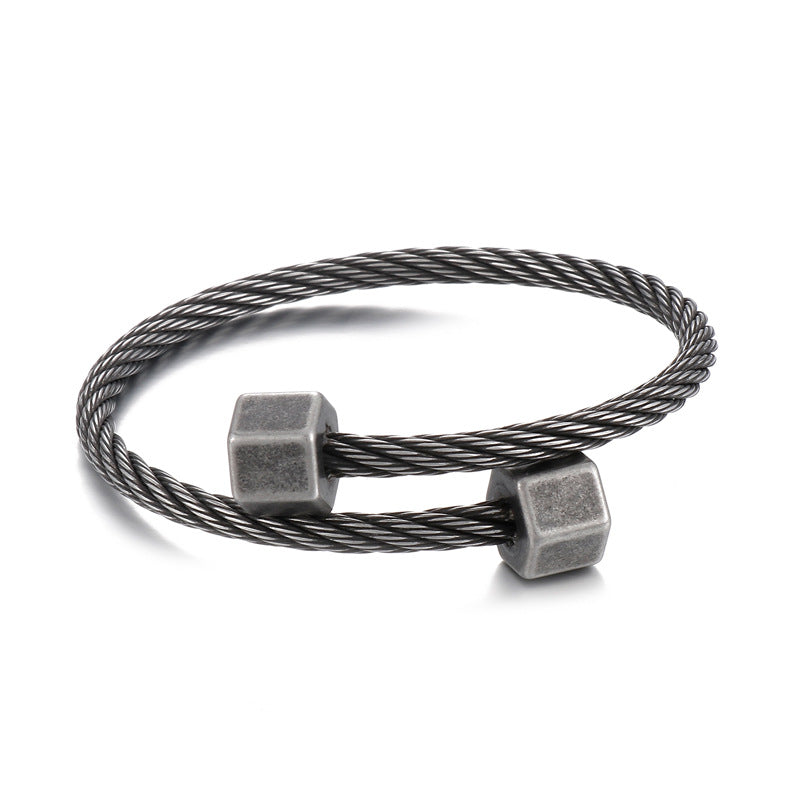 Hexagonal Open Elastic Bracelet – Men's Titanium Steel Winding Geometric Weiya Bracelet
