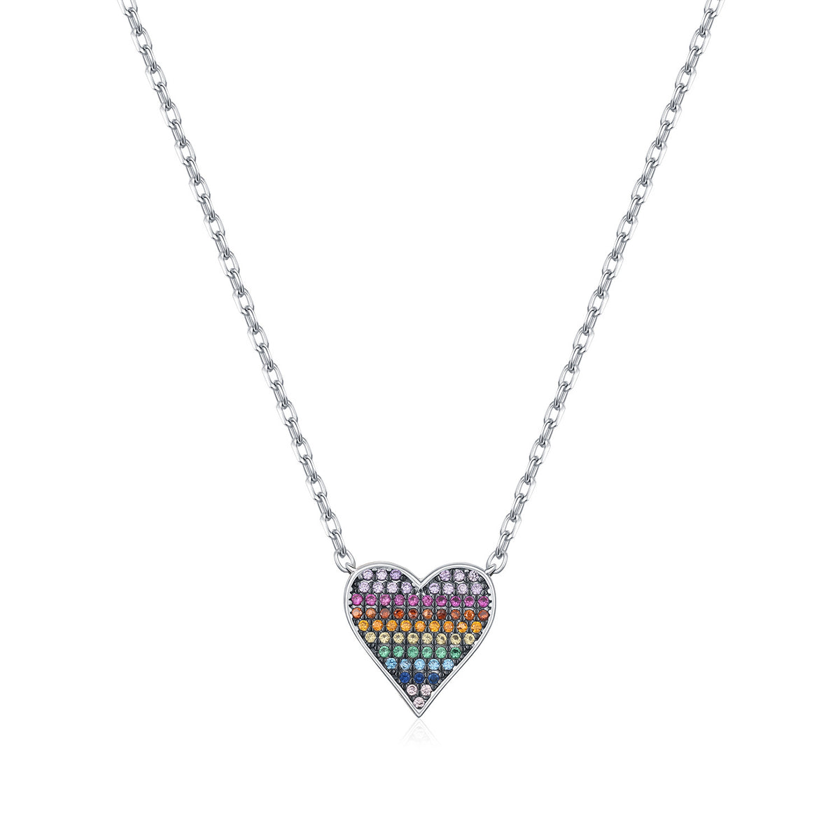 925 Sterling Silver Heart Pixel Necklace
