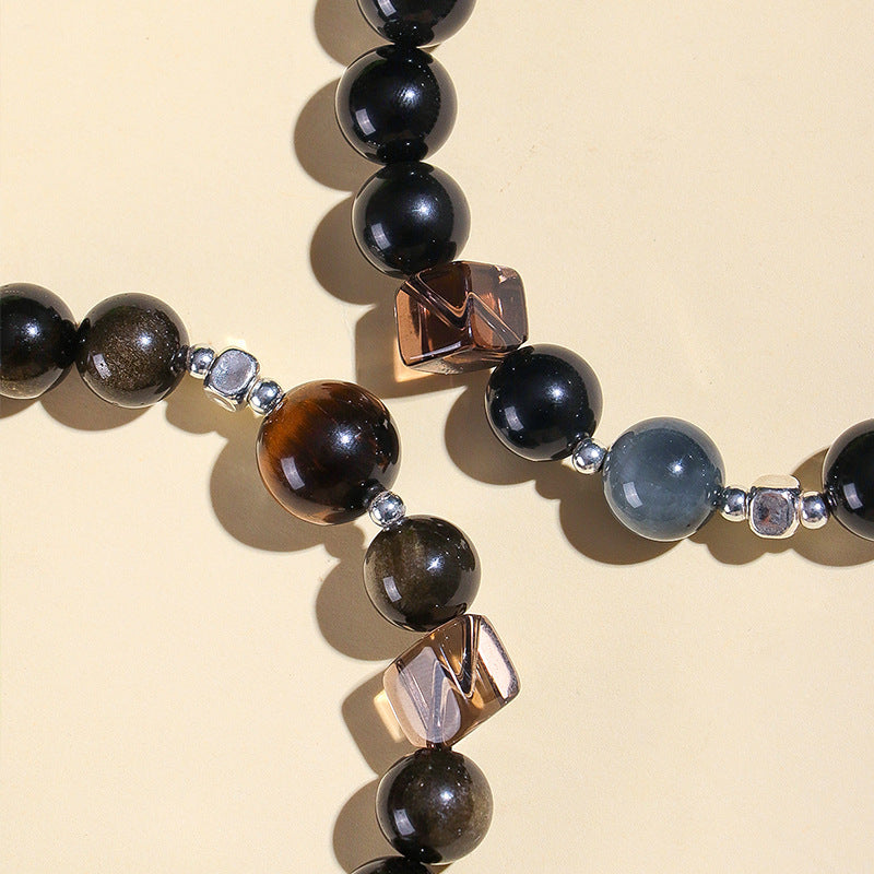 Planderful Fortune's Favor Bracelet – Elegant Obsidian Design for Couples