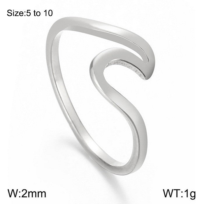 Minimalist Wind Wave V-Shaped Titanium Steel Ring, Niche Design Ring, Men's And Women'S